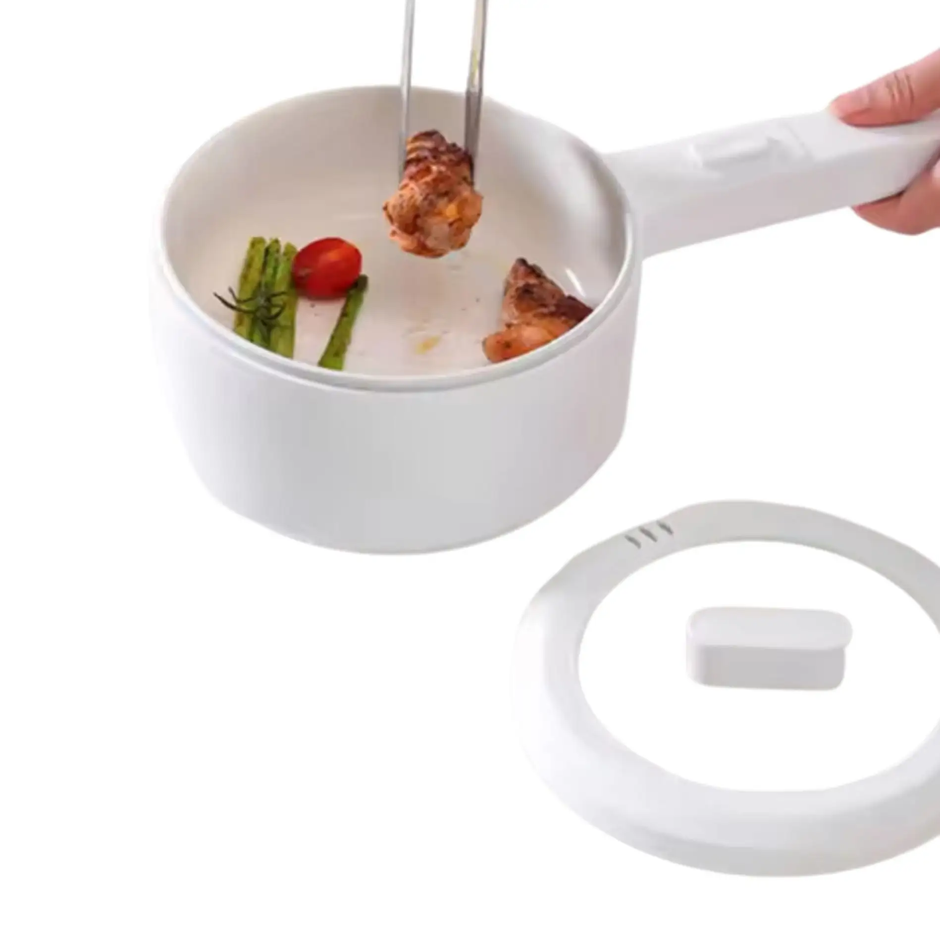 Öğrenci yurt uzun saplı Mini Stir-Fry veya kaynatma için uygun hepsi bir tencere elektrikli yapışmaz çok beyaz ocak Pot