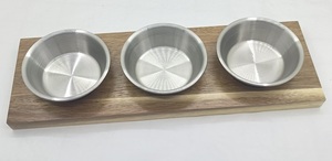 Bandeja de Madera Ecológica de Acacia con 3 Compartimentos y Acero Inoxidable para Servir Aperitivos, Condimentos y Alimentos - ¡Oferta Especial! - Product Image 2