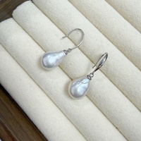 Boucles d'oreilles en perles d'eau douce 10-11 mm, véritables perles d'Eldon d'eau douce naturelles, boucles d'oreilles pendantes en forme de goutte