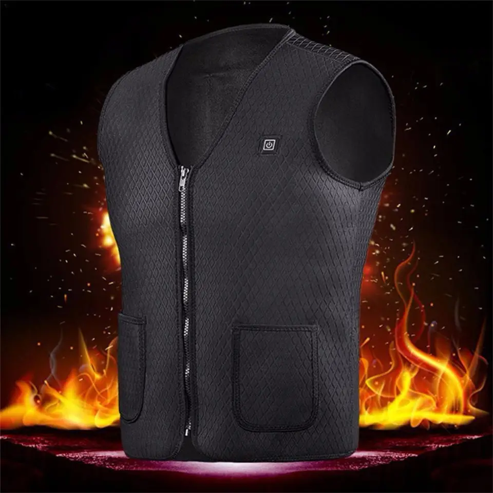 Men Black Grey Intelligent Winter Heating USB Smartest Sleeveless Vest Temperature Control For Heated Vest