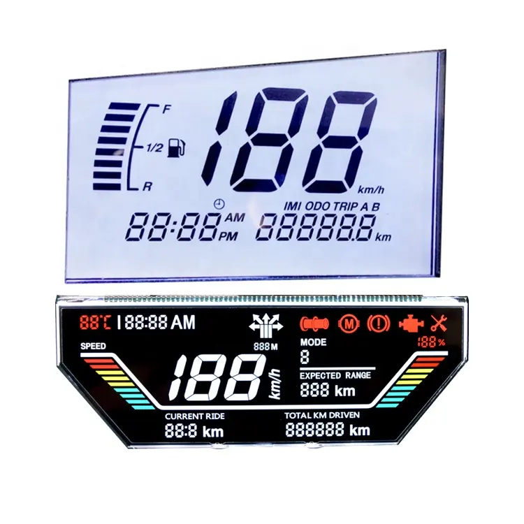 High Contrast OEM Digit Segment Odo Meter TN HTN BTN STN FSTN VATN VA Transparent Speedometer LCD Display For Car Kilometer