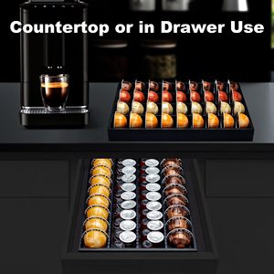 Soporte de almacenamiento de cápsulas de café de bambú inserto de cajón para mostrador Compatible con cápsulas <span class=keywords><strong>Nespresso</strong></span> <span class=keywords><strong>Vertuo</strong></span> Vertuoline para Cocina - Product Image 4