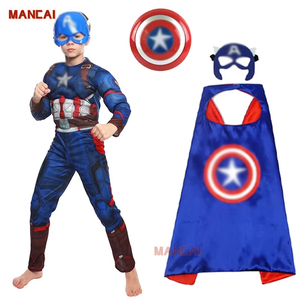 Muscle Boys Capitán Disfraz Niños Superhéroe Araña Músculo Mono Escudo Capa Trajes Película Juego Halloween <span class=keywords><strong>Carnaval</strong></span> <span class=keywords><strong>Disfraces</strong></span> - Product Image 1