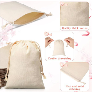 Bolsa de tela de algodón orgánico suave al por mayor, personalizada, reciclada, colorida, con cordón, para lápiz labial - Product Image 3