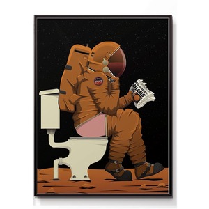 Venta al por mayor personalizado moderno hogar pared decoración Cuadros inodoro astronauta lienzo póster e impresiones divertido baño pared arte decoración pintura - Product Image 2