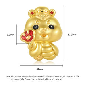 Zodiac Series 24K Oro sólido Ruyi Spirit Serpiente Amuleto con cuentas Tallado Accesorio de joyería en oro real - Product Image 4