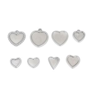 ฐานจี้รูปหัวใจสแตนเลสสำหรับทำเครื่องประดับ DIY สร้อยข้อมือ สร้อยคอ จี้แฟชั่น ขายส่ง - Product Image 1