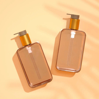 Emballage de luxe personnalisé de soins personnels carré 300 ml bouteille de shampoing pour le visage bouteille en plastique PET Transparent bouteille de pompe de Lotion pour le corps