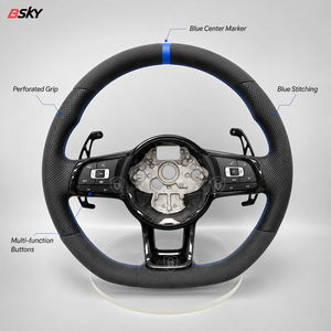 Volant en cuir perforé suédé pour Volkswagen VW <span class=keywords><strong>Golf</strong></span> 4 5 6 7 7.5 8 MK4 5 6 7 7.5 8 R GTI GTD <span class=keywords><strong>GTE</strong></span> - Product Image 1