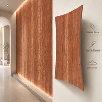 Panneau souple en pierre flexible de travertin, style colonne romaine, pour décoration murale extérieure, carreaux de terre cuite MCM, briques d'hôtel, feuille naturelle