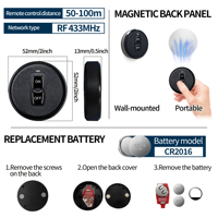GLC Mini Dc 5v-48v Rf 433mhz 10a Récepteur relais 12v Télécommande sans fil Interrupteur mural sans fil Télécommande Interrupteur