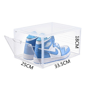MU Boîte à chaussures transparente en acrylique Boîte de rangement pour chaussures Boîte de rangement magnétique anti-poussière pour économiser de l'espace sur la face avant Boîte ouverte - Product Image 1