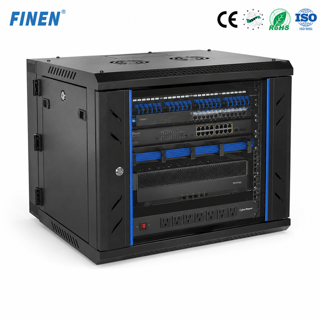 WMG Enterprise-grade Network Rack Wall Hung 19'' Chassis Cold Rolled Steel Tempered Glass Front Serviceable Sides Rear Stock