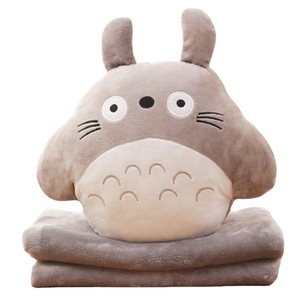 Manta de Peluche Totoro de Doble Uso, Cuadrada, Gris, de Felpa Coral, Funda de Cojín para el Hogar - Product Image 4