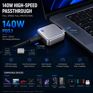 Adattatore di Ricarica Intelligente OEM ODM 140W con Arresto Automatico, Protezione da Sovraccarico <span class=keywords><strong>USB</strong></span> C per Telefono, Laptop, Tablet - Product Image 5