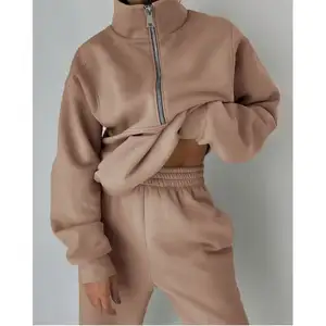 Oem özel kadınlar yarım fermuarlı kapüşonlu svetşört nane yeşil kadınlar için 2023 yeni gelenler gevşek polar pamuk Polyester Hoodies