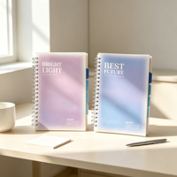 Carnet à spirales personnalisé avec couverture rigide B5, couverture transparente en PP avec 4 séparateurs, 120 feuilles