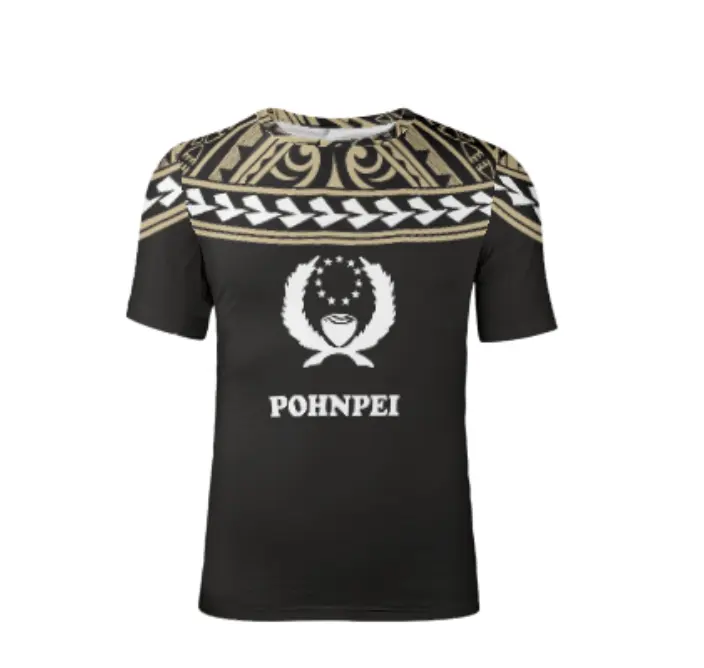 Brand New Padrão Pohnpei Preto T Shirt Polinésia Tribal Verão Moda T Camisas Best Selling Personalizado O Pescoço T-shirts para Homens