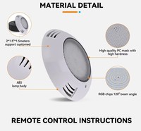 Lámpara LED RGB para Piscina IP68 ABS 12V 9W 12W 18W 24W 36W con Control Remoto Inalámbrico RF, CRI 85 1800LM para Piscinas de Aguas Termales/SPA/Fuentes