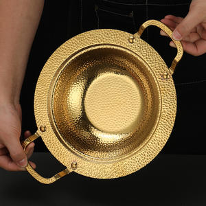 وعاء طهي كوري من الفولاذ المقاوم للصدأ 304 غير لاصق ذهبي سميك لطهي المأكولات البحرية مع مقبضين مزدوجين للغاز والحث - Product Image 4