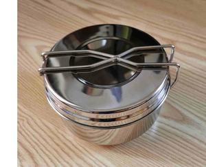 DF15 Outdoor Portable Stainless Steel <b>Mess</b> Tin Round 3 Pcs <b>Kit</b> Bowl L M with Folding Handles Wholesales - Product Image 5