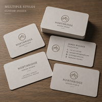 Cartes de visite modernes minimalistes gaufrées, impression recto-verso avec logo personnalisé, coins arrondis, cartes en papier pour l'identité de marque