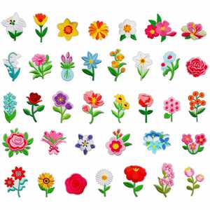 Parches Bordados Termoadhesivos con Varios Tipos de Flores, Tulipanes, Girasoles y Abejas para Decorar Ropa, Bolsos y Zapatos - Product Image 2