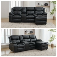 Canapé d'angle modulable HOMERS moderne avec fonction relax, chaise longue extensible, massage, éclairage LED, porte-gobelet rafraîchissant et télécommande