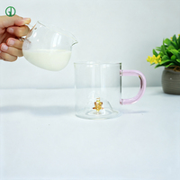 Tasse en verre coloré de luxe 350 ml, résistante à la chaleur, compatible micro-ondes, en verre borosilicate, avec poignée créative aux couleurs contrastées