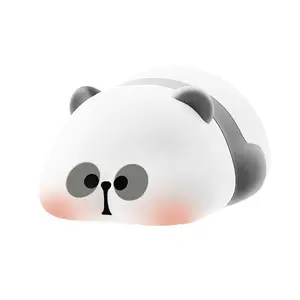뱃속에 자고 팬더 야간 조명 어린이를위한 LED 테이블 램프 USB 충전식 터치 귀여운 실리콘 팬더 램프
