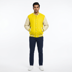 Veste universitaire personnalisée pour homme en polyester/coton avec broderie, col montant, coupe classique, design respirant - Product Image 1