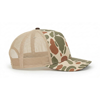 Casquettes de baseball Richardson 112 Trucker en maille à 6 panneaux, motif camouflage canard forestier, avec broderie personnalisée et patch en cuir
