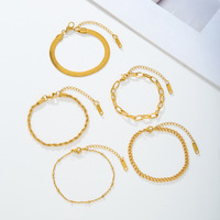Gelang baja titanium wanita, perhiasan tangan gaya hip-hop punk campuran set gelang rantai baja tahan karat