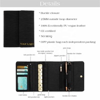 Portefeuille en cuir texturé de marque A7 Budget Binder Organisateur de bureau pour femmes aspirantes avec chaînes en métal et perle A4 Taille Cadeau