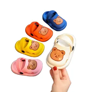 2022 Summer New Baby Cute Cartoon PVC Bear Prints Hole Shoes Children Nice Non -slip Soft Floor Old Boys Girl Beach Sandals