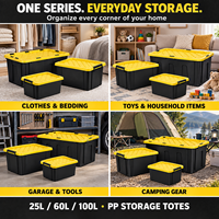Vente en gros de bacs de rangement robustes en plastique noir et jaune pour garage et atelier