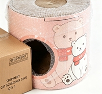 Vente en gros OEM, logo personnalisé, marque privée, fournisseur d'articles pour animaux, commande en gros, MOQ, griffoir cylindrique pour chats d'intérieur en forme d'ours