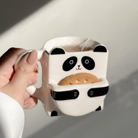 Vente en gros de tasse porte-biscuit en céramique Panda tasse à expresso blanc uni petit déjeuner café au lait tasse à biscuit tasses à café Biscuit