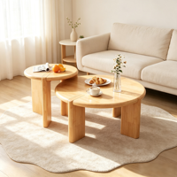 Table basse ronde en bois massif, directement de l'usine : durable, minimaliste et moderne, idéale pour les petits espaces, les chambres et les hôtels