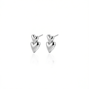 Amy Amy Heart <b>Stud</b> Earrings <b>Silver</b> Plated For Women Fashion Jewelry Gift - Product Image 3