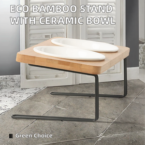 Modern Eco-Friendly Bamboo <b>Stand</b> Portable Waterproof <b>Cat</b> <b>Bowl</b> Spill-Resistant Protects Cervical Spine Indoor by MULTI CRAFT - Product Image 3