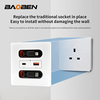 Prise intelligente universelle avec câble de charge, charge rapide 20W, port USB C, panneau mural d'alimentation pour PC, prise de charge pour téléphone portable type C