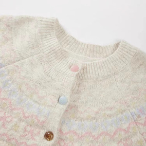 Women's Loose Jacquard <b>Cardigan</b> Full Sleeve Vintage Knit Single Breasted Anti Pilling Medium <b>Thickness</b> Spring Autumn Style - Product Image 3