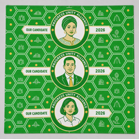 Tissu personnalisé pour campagne publicitaire, portrait imprimé intégral, nom sur portrait, 100% polyester, impression wax, 105 g/m², 45 pouces, OEM