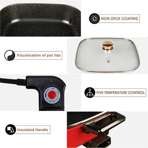 Poêle Électrique Multifonctionnelle 1500W 6L Tendance 2026 avec Revêtement Antiadhésif, Contrôle de la Chaleur, Économie d'Énergie, Design Carré pour la Maison - Product Image 3