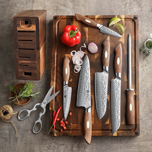 XINZUO Novo Design Jogo de 8 Facas de Chef Afiadas como Navalha, Japonesas, Aço Damasco AUS10 de 67 Camadas, Cabo de Madeira Nogueira, para Cozinha, com Acessórios - Product Image 2