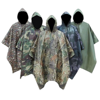 Poncho de pluie grande taille multi-usages en tissu Ripstop camouflage pour adulte, imperméable, coupe-vent, logo personnalisable
