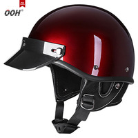 Casque de moto demi-face OOH ABS, design vintage, nouvelle taille XL, homologué DOT, unisexe pour hommes et femmes, utilisation sur scooter