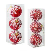 Boules de Noël floquées super scintillantes, peintes à la main, décorations créatives pour sapin de Noël, boules de Noël en paillettes et mousse