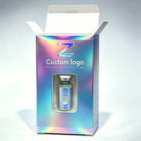Boîte en papier holographique personnalisée avec fenêtre, impression UV, recyclable, pour flacon de peptide, emballage de flacon pharmaceutique